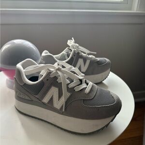 New Balance Gray and White Elevated Sneakers